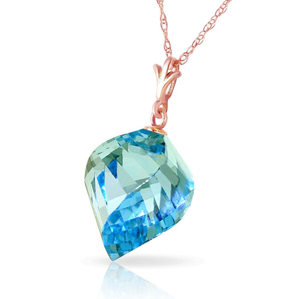 14K Gold Necklace Twisted Blue Topaz - Picture 1 of 7